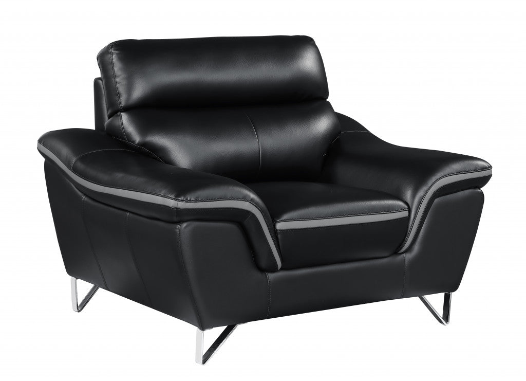 36" Contemporary Black Leather Loveseat