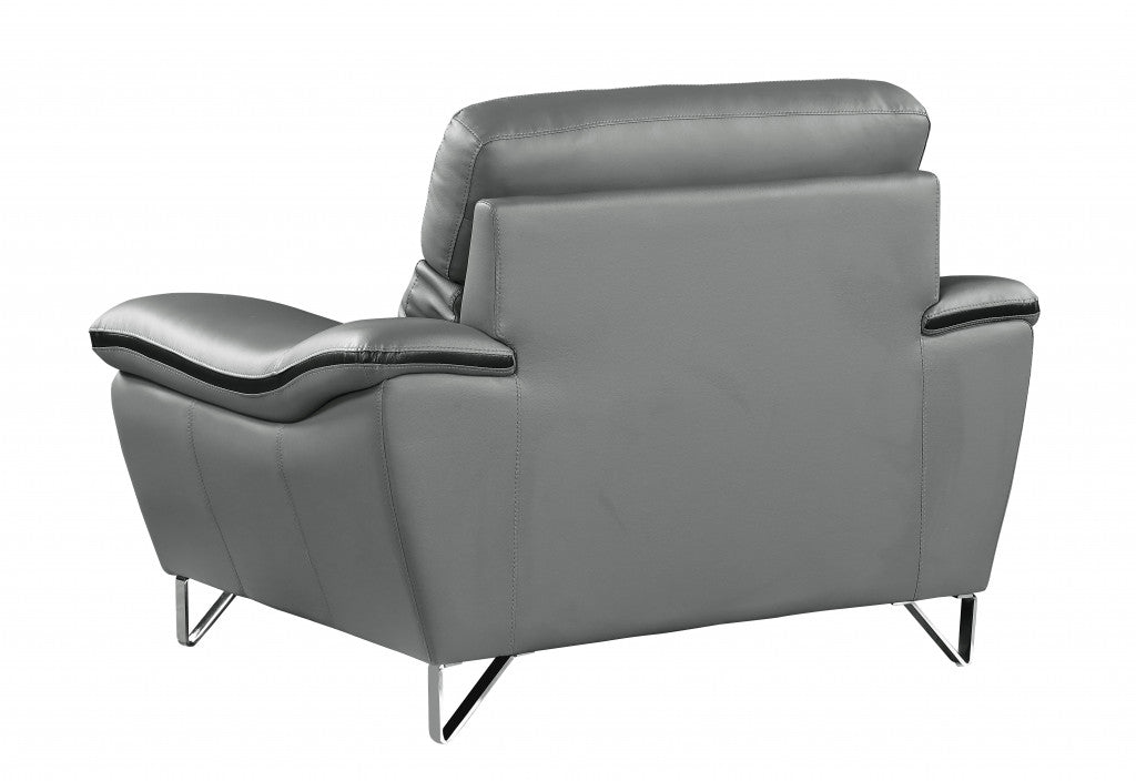 69'" X 36'"  X 40'" Modern Gray Leather Sofa And Loveseat