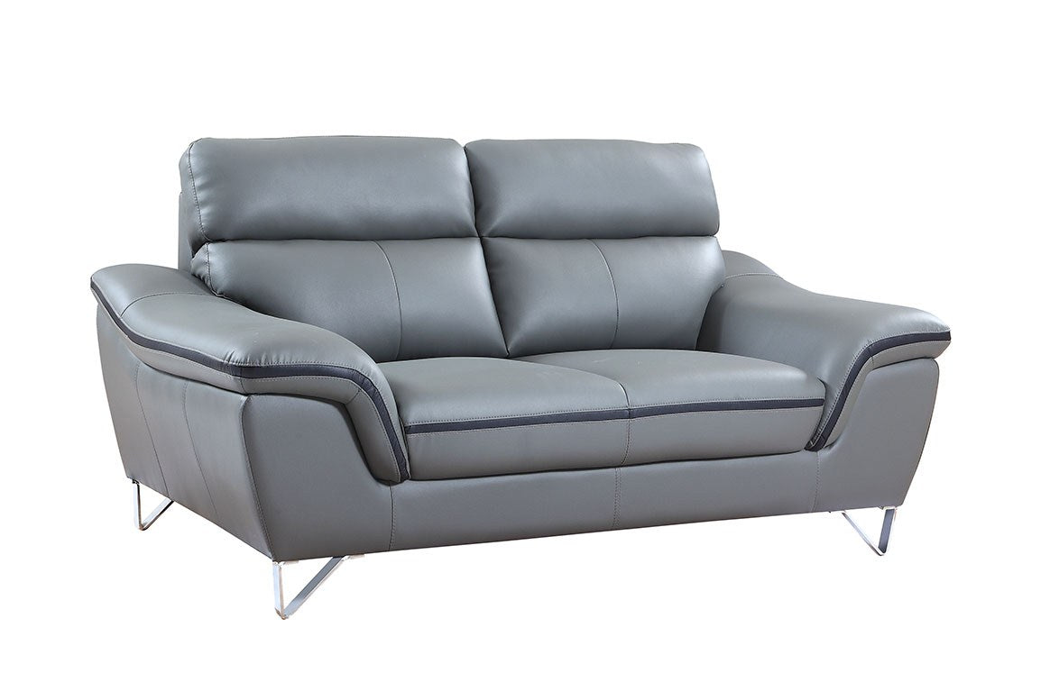 69'" X 36'"  X 40'" Modern Gray Leather Sofa And Loveseat