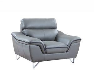 69'" X 36'"  X 40'" Modern Gray Leather Sofa And Loveseat