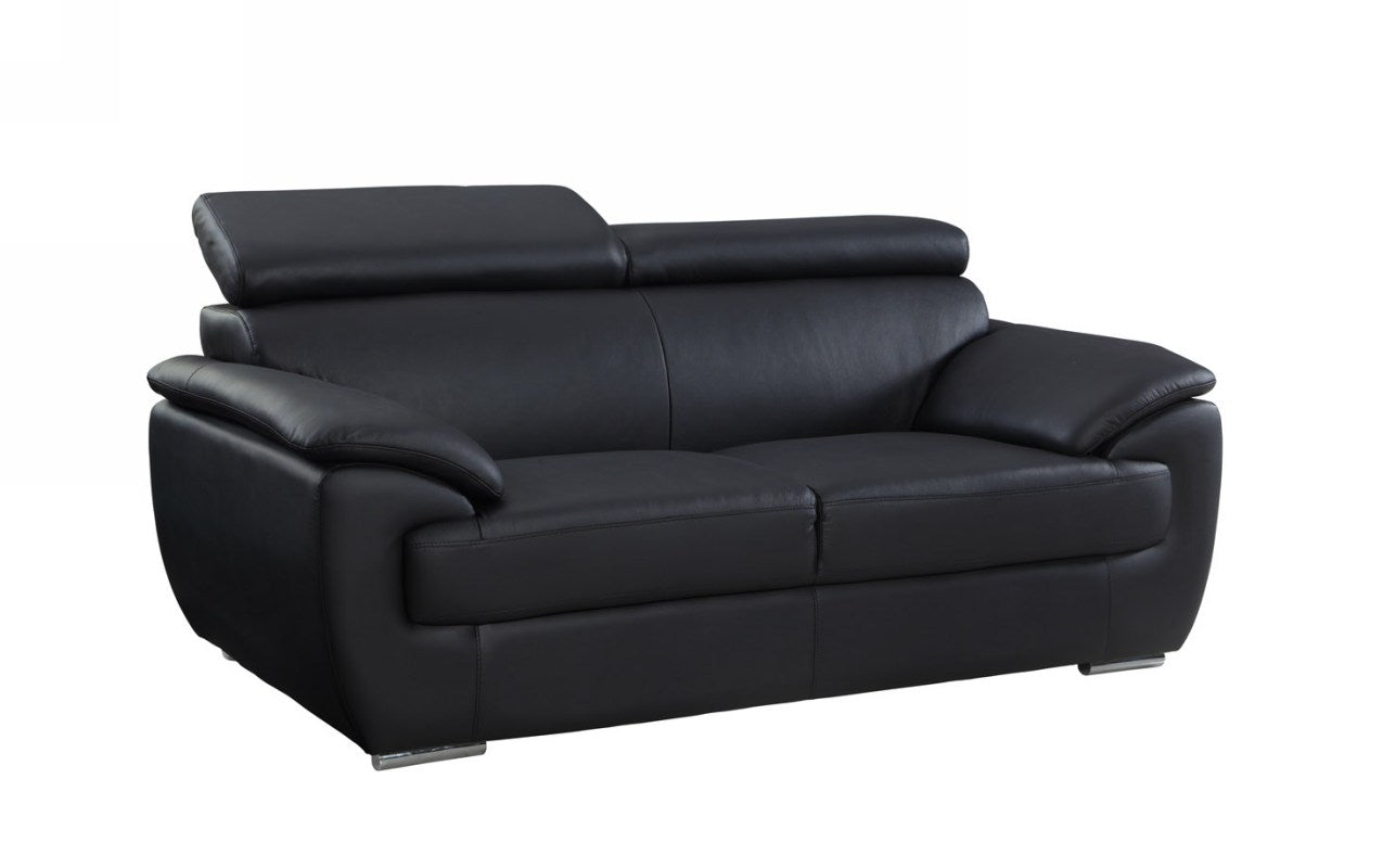 32" To 38" Captivating Black Leather Loveseat