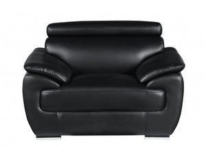 86" Captivating Black Leather Sofa