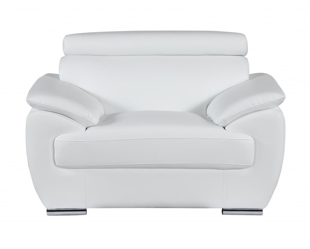 69" X 38" X 32To 39" Modern White Leather Sofa And Loveseat