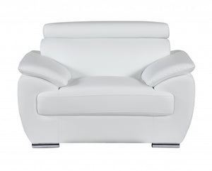 69" X 38" X 32To 39" Modern White Leather Sofa And Loveseat