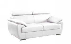 69" X 38" X 32To 39" Modern White Leather Sofa And Loveseat