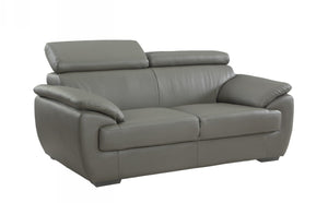 32" To 38" Captivating Gray Leather Loveseat