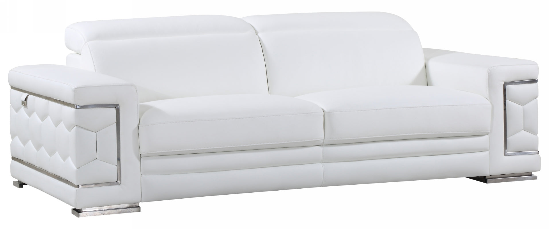 89" Sturdy White Leather Sofa