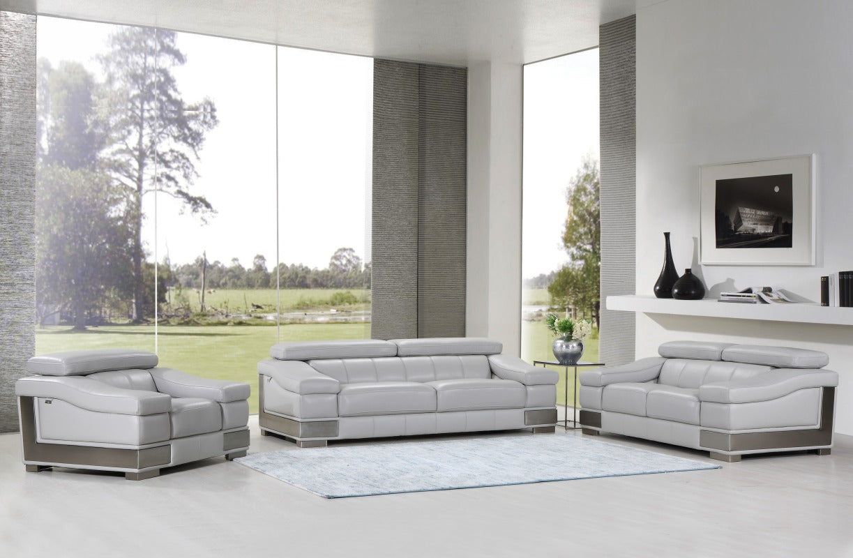 117" Lovely Light Grey Sofa Set