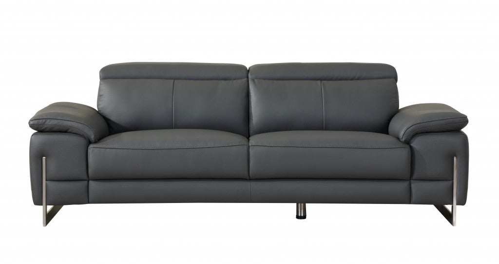 31" Tasteful Dark Grey Leather Sofa