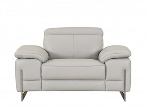 93" Tasteful Light Grey Leather Sofa Set