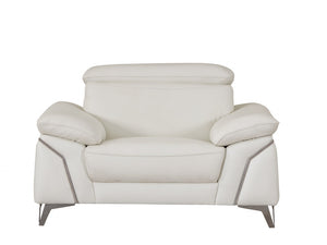 White Faux Leather Stationary L Shaped Two Piece Sofa And Chaise