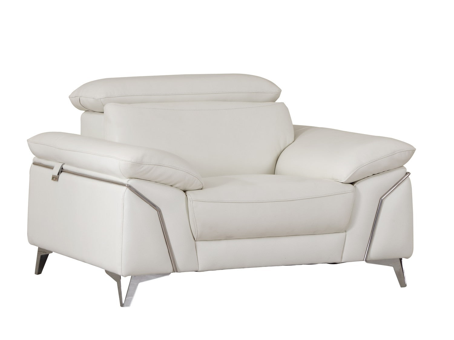 White Faux Leather Stationary L Shaped Two Piece Sofa And Chaise