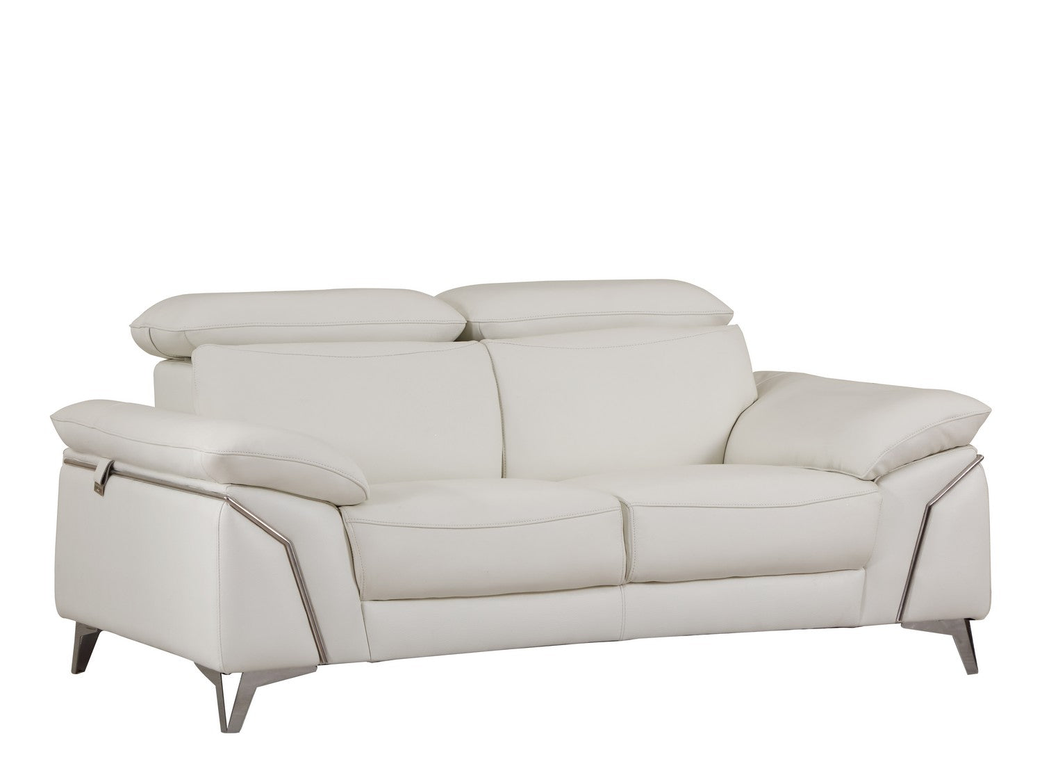 White Faux Leather Stationary L Shaped Two Piece Sofa And Chaise