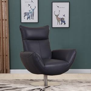 43" Navy Contemporary Leather Lounge Chair