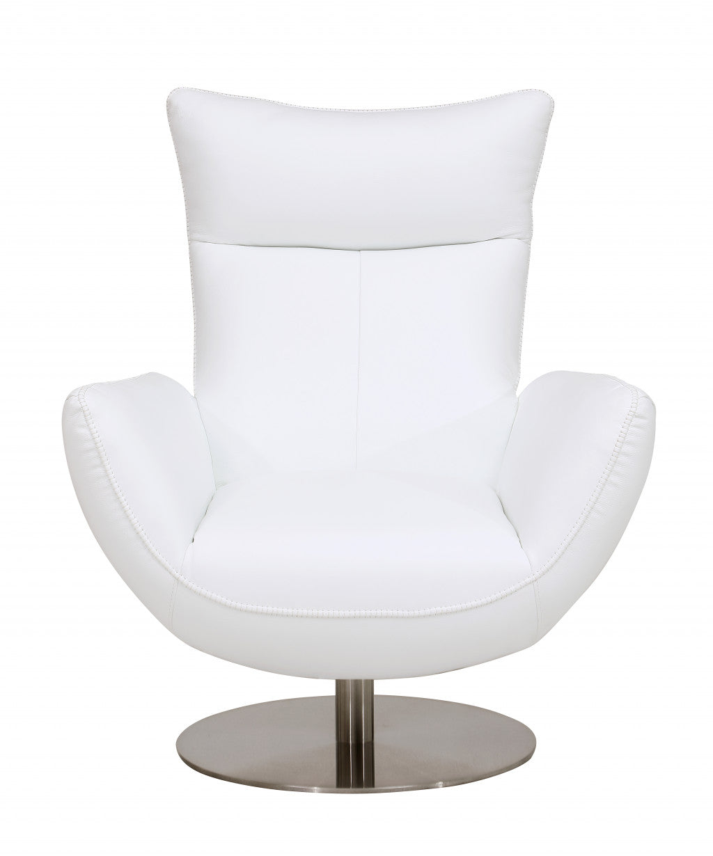 43" White Contemporary Leather Lounge Chair