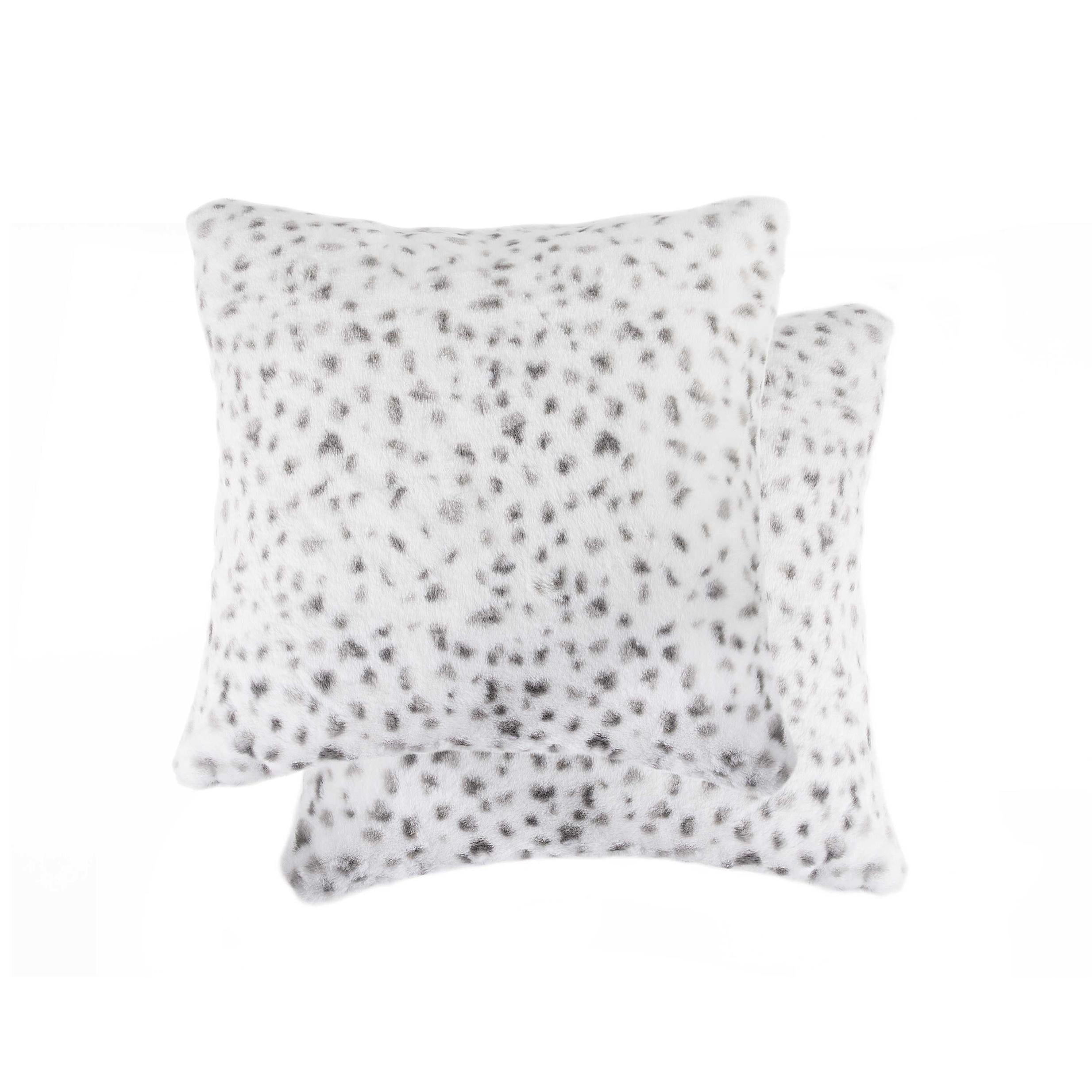 Snow Leopard Faux Fur Pillow 2 Pack