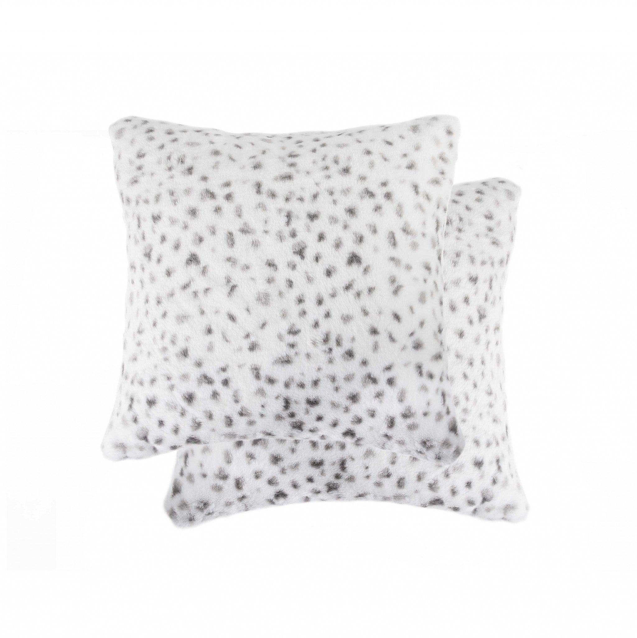 Snow Leopard Faux Fur Pillow 2 Pack