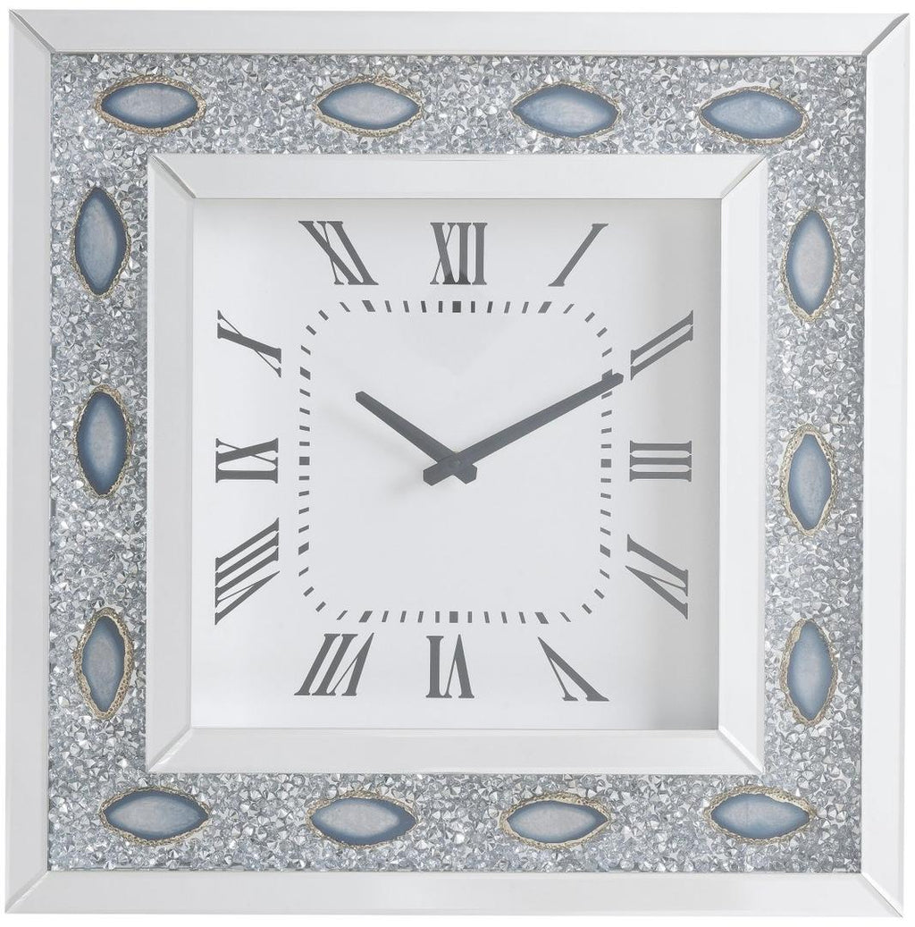 Mirrored Faux Crystal And Agate Wall Clock - 99fab 