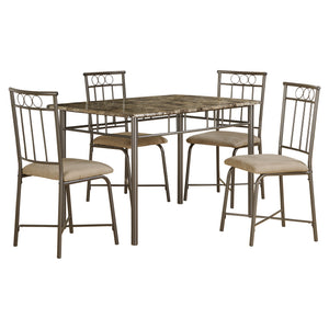 63.5" X 81" X 101" Cappuccino Microfiber Foam And Mdf  5Pcs Dining Set