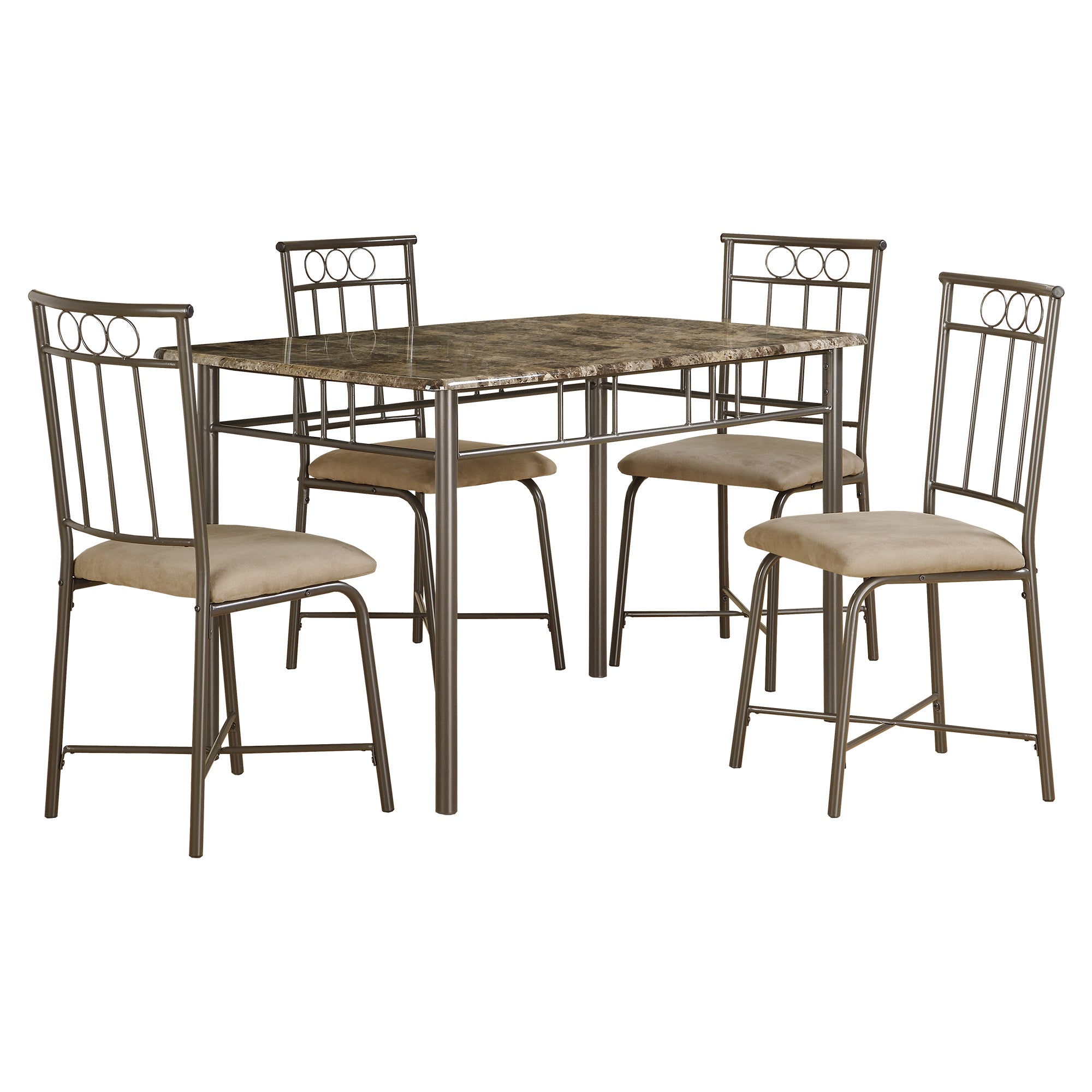 63.5" X 81" X 101" Cappuccino Microfiber Foam And Mdf  5Pcs Dining Set