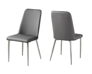 33" X 36" X 74" Grey Foam Metal Leather Look  Dining Chairs 2Pcs