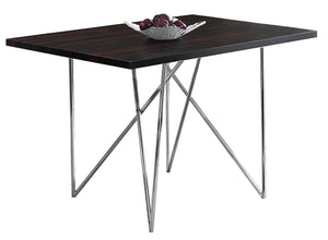 31.5" X 47.5" X 30" Cappuccino Hollow Core Particle Board Metal  Dining Table