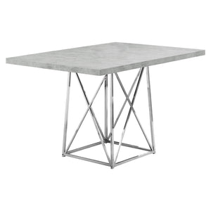 36" X 48" X 31" Grey  Particle Board And Chrome Metal  Dining Table