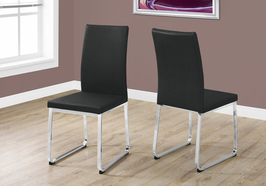 Set Of Two Gray Upholstered Faux Leather Solid Back Dining Chairs - 99fab 