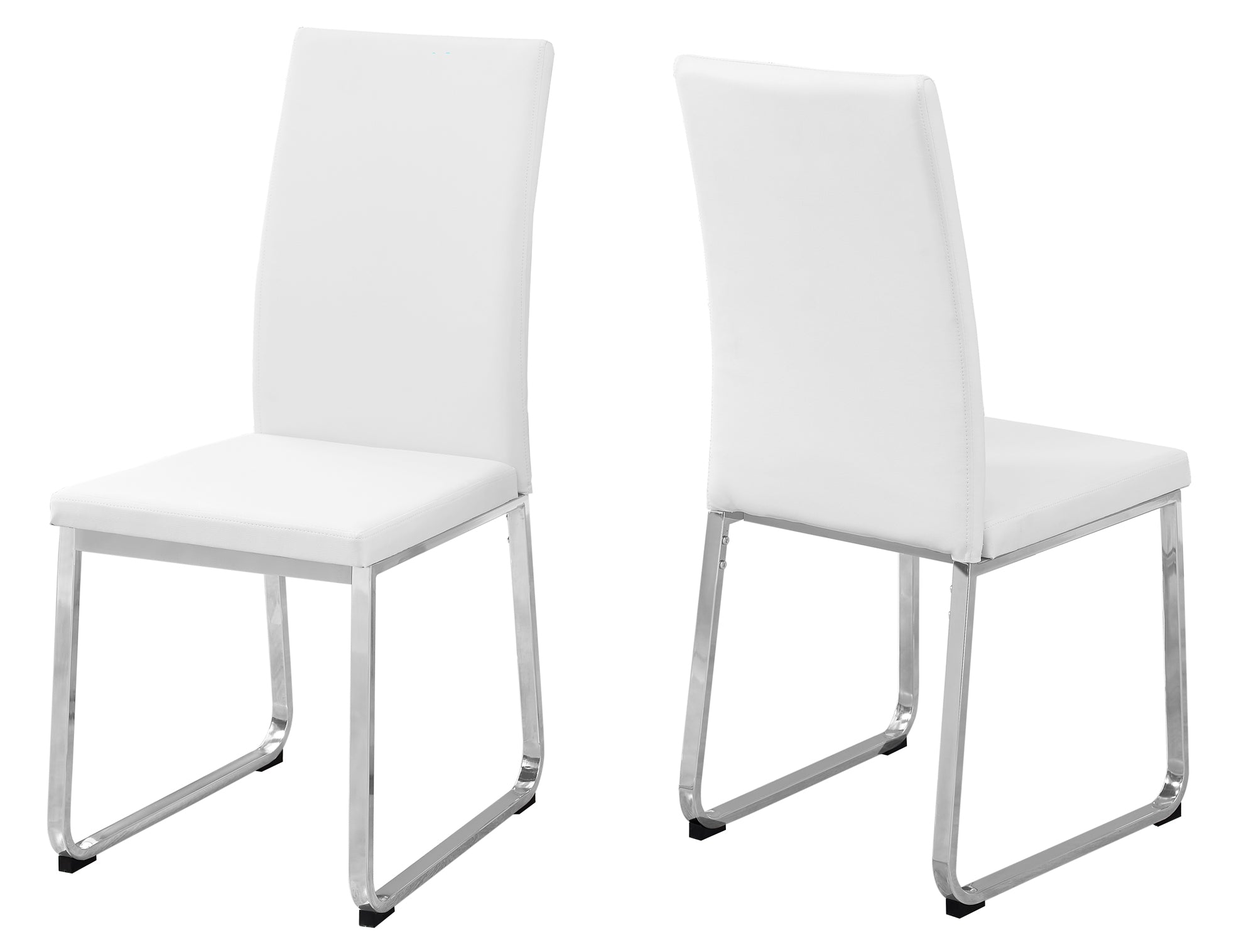Set Of Two Gray Upholstered Faux Leather Solid Back Dining Chairs
