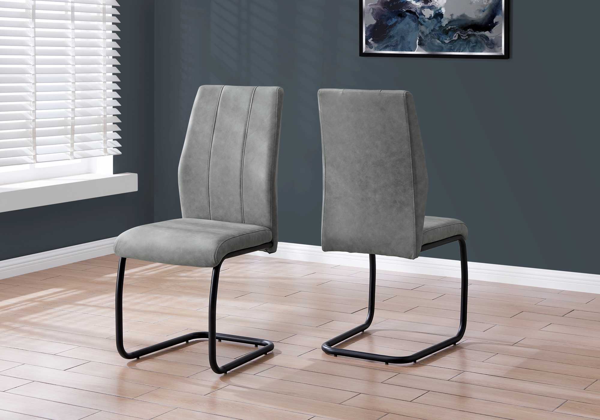 Two 77.5" Fabric Black Metal And Polyester Dining Chairs