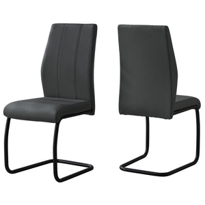 40.5" X 34.5" X 77.5" Grey Black Foam Metal Leather Look  Dining Chairs 2Pcs