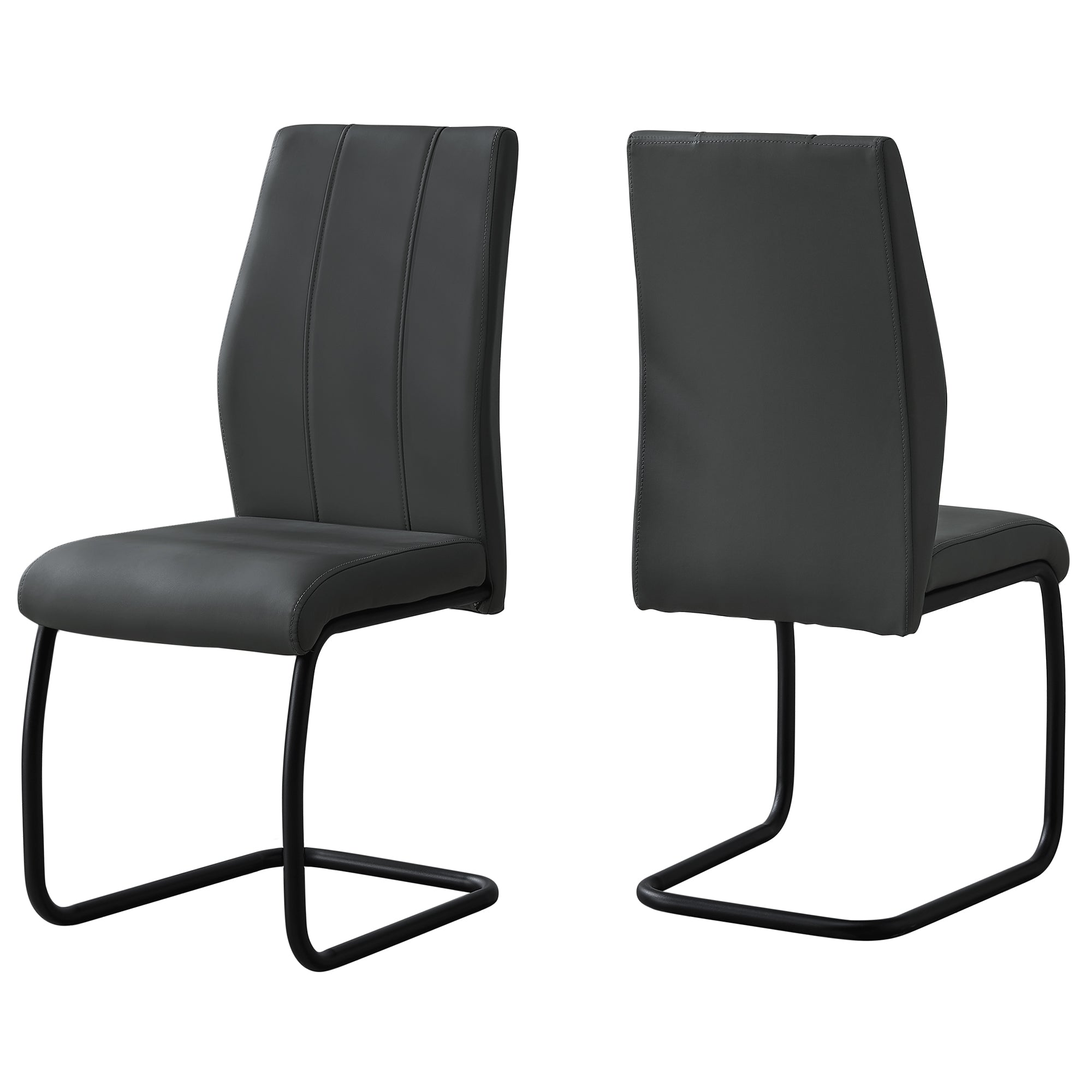 40.5" X 34.5" X 77.5" Grey Black Foam Metal Leather Look  Dining Chairs 2Pcs