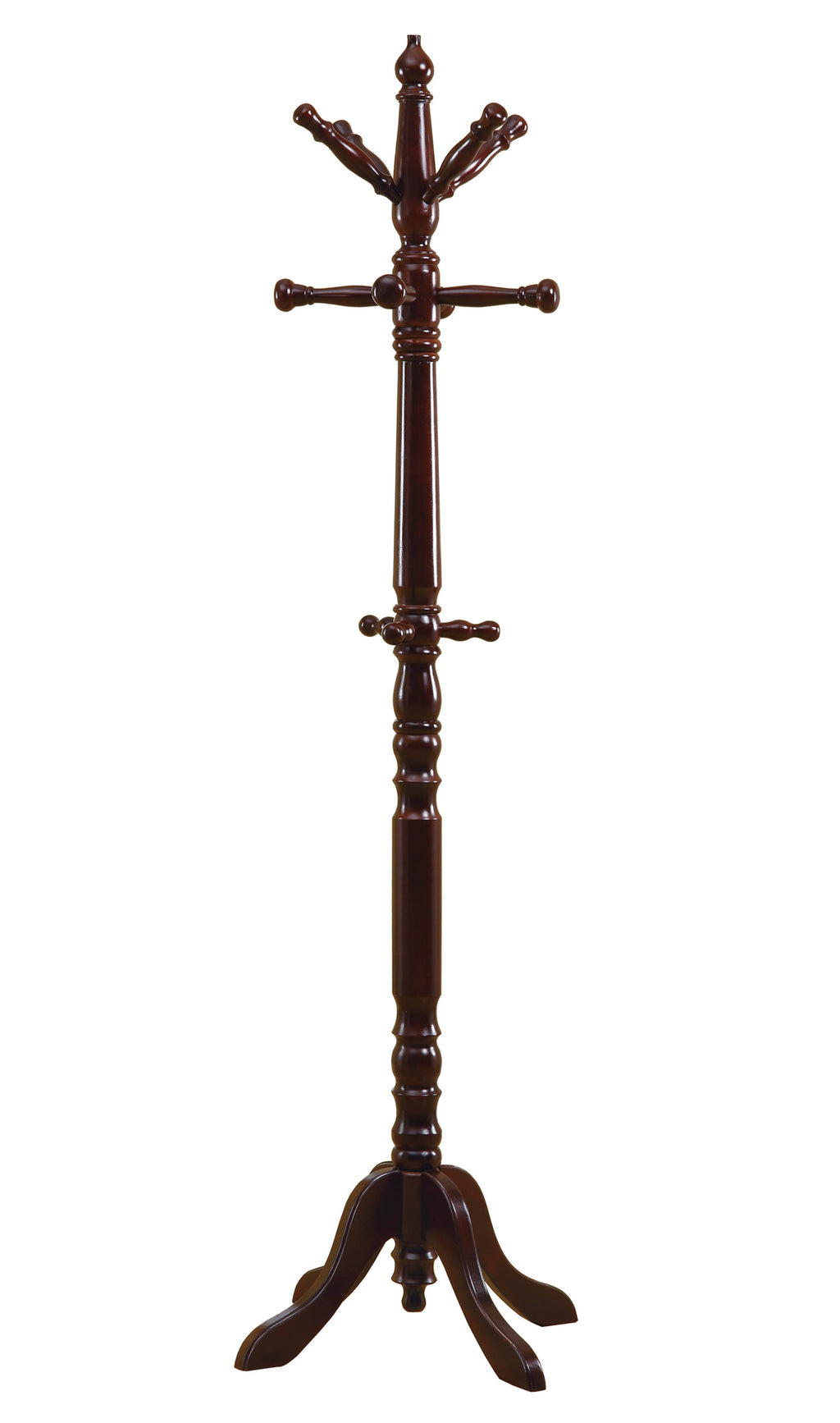 Cherry Solid Wood Finish Coat Rack With Triple Tiered Coat Stand - 99fab 