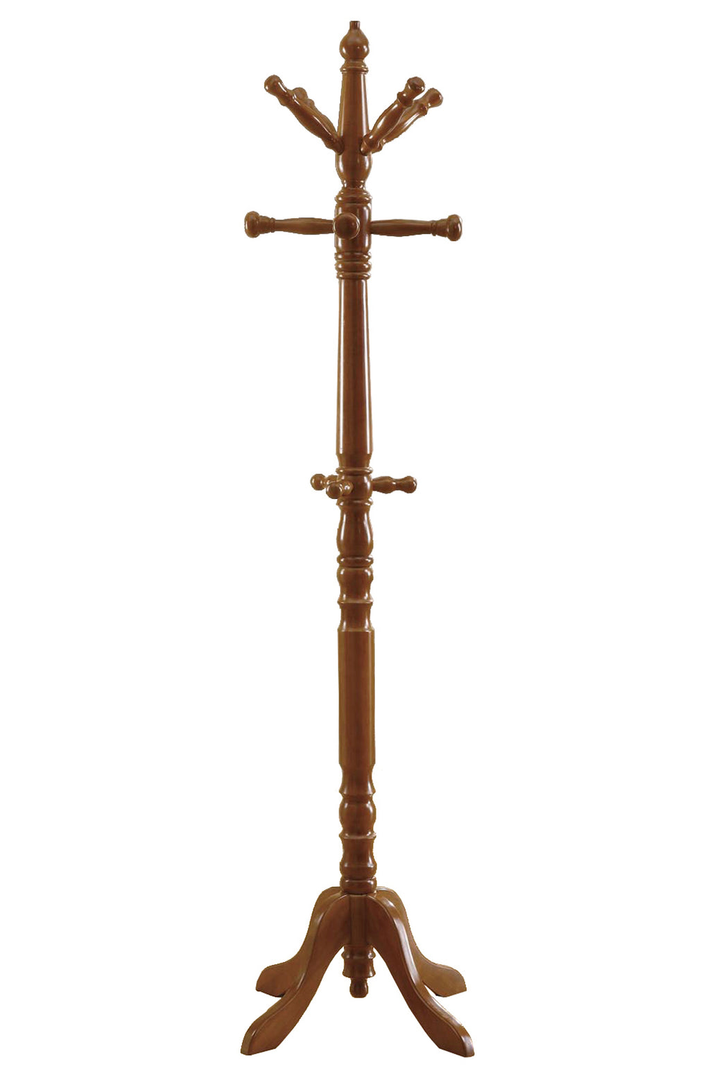 Oak Finish Coat Rack With Triple Tiered Coat Stand - 99fab 