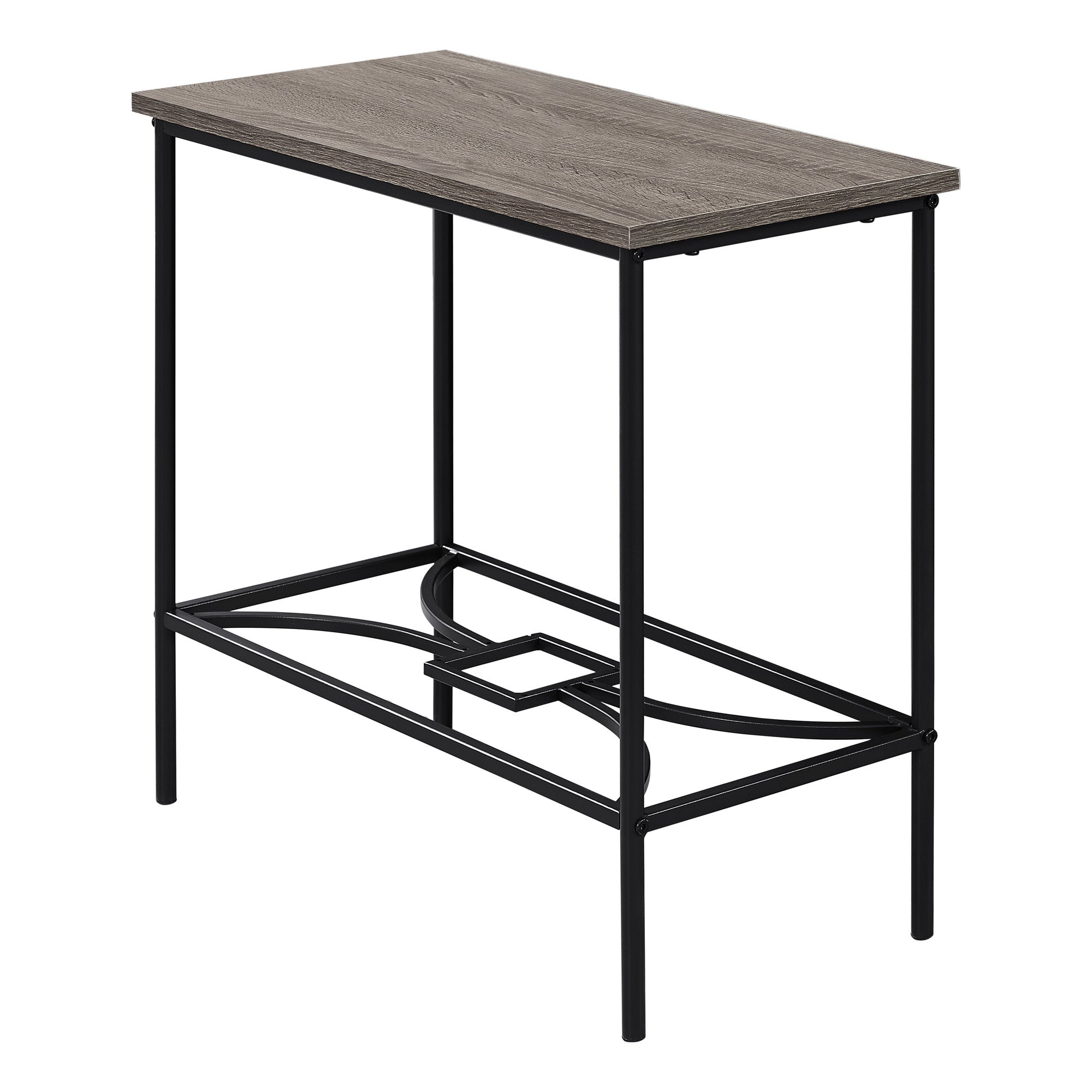 11.75" X 23.75" X 22" Dark Taupe Black Mdf Metal  Accent Table