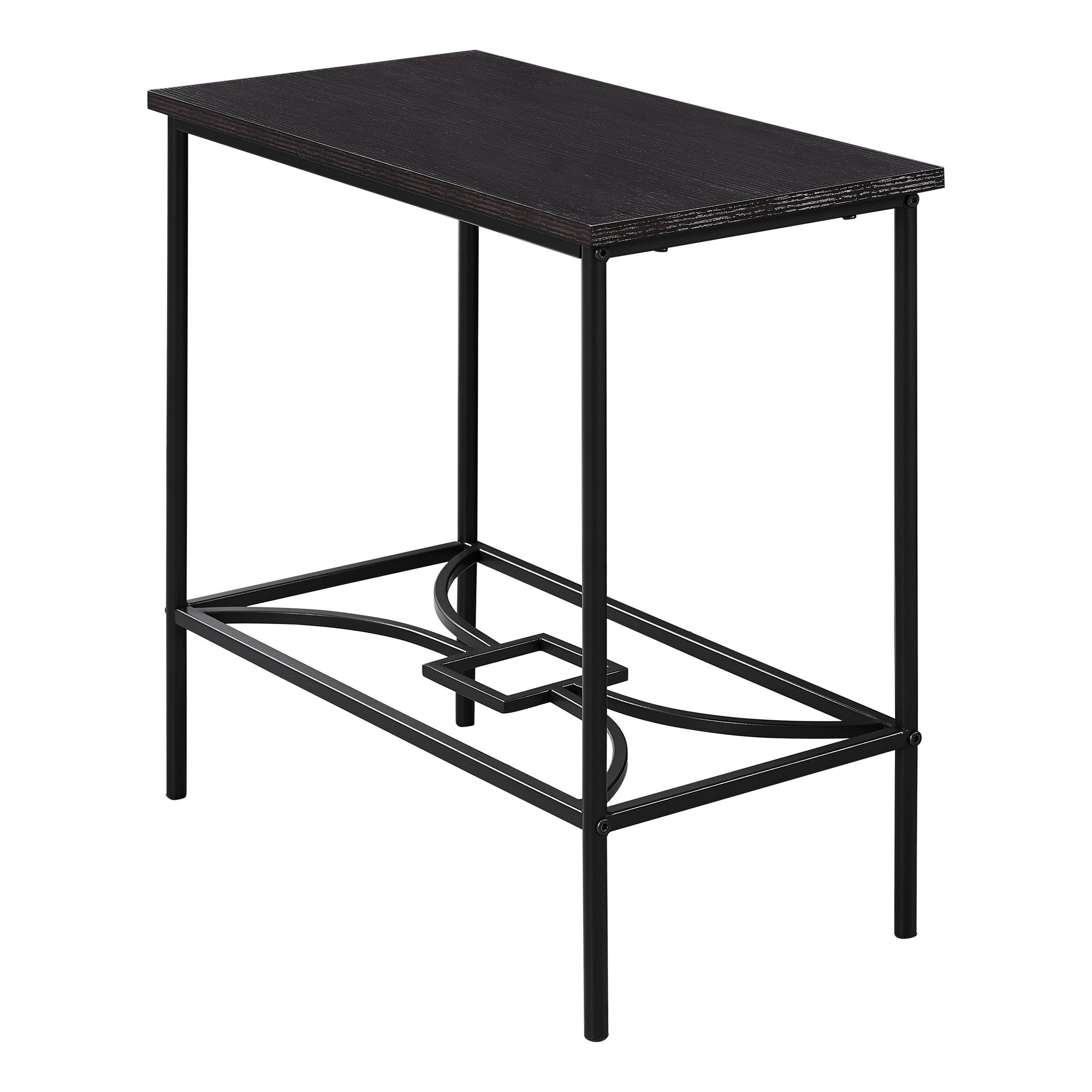 11.75" X 23.75" X 22" Cappuccino Black Mdf Metal  Accent Table