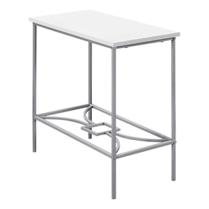 11.75" X 23.75" X 22" White Silver Mdf Metal  Accent Table