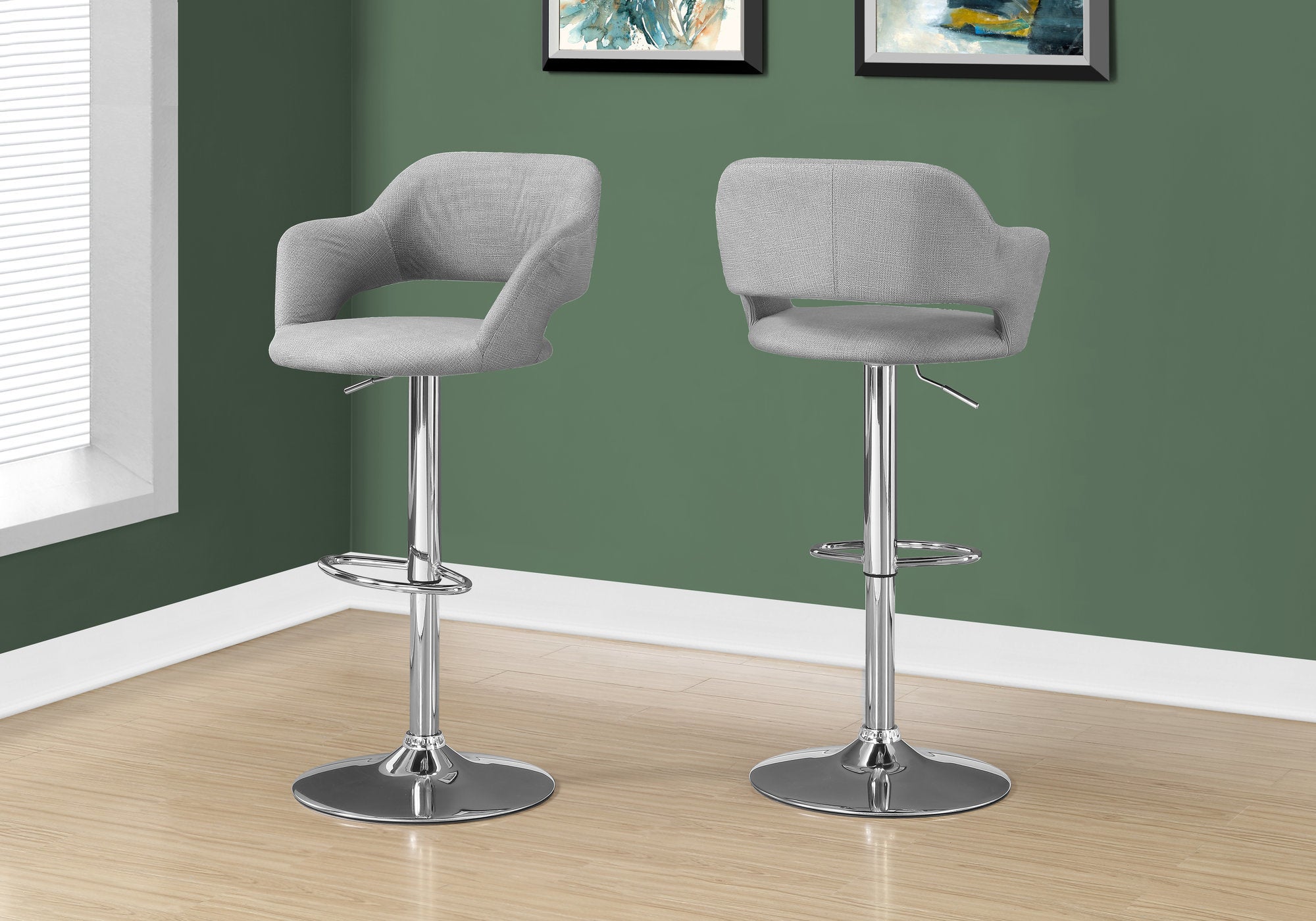 21" x 22.5" x 36" Grey Foam Metal Polyester Barstool