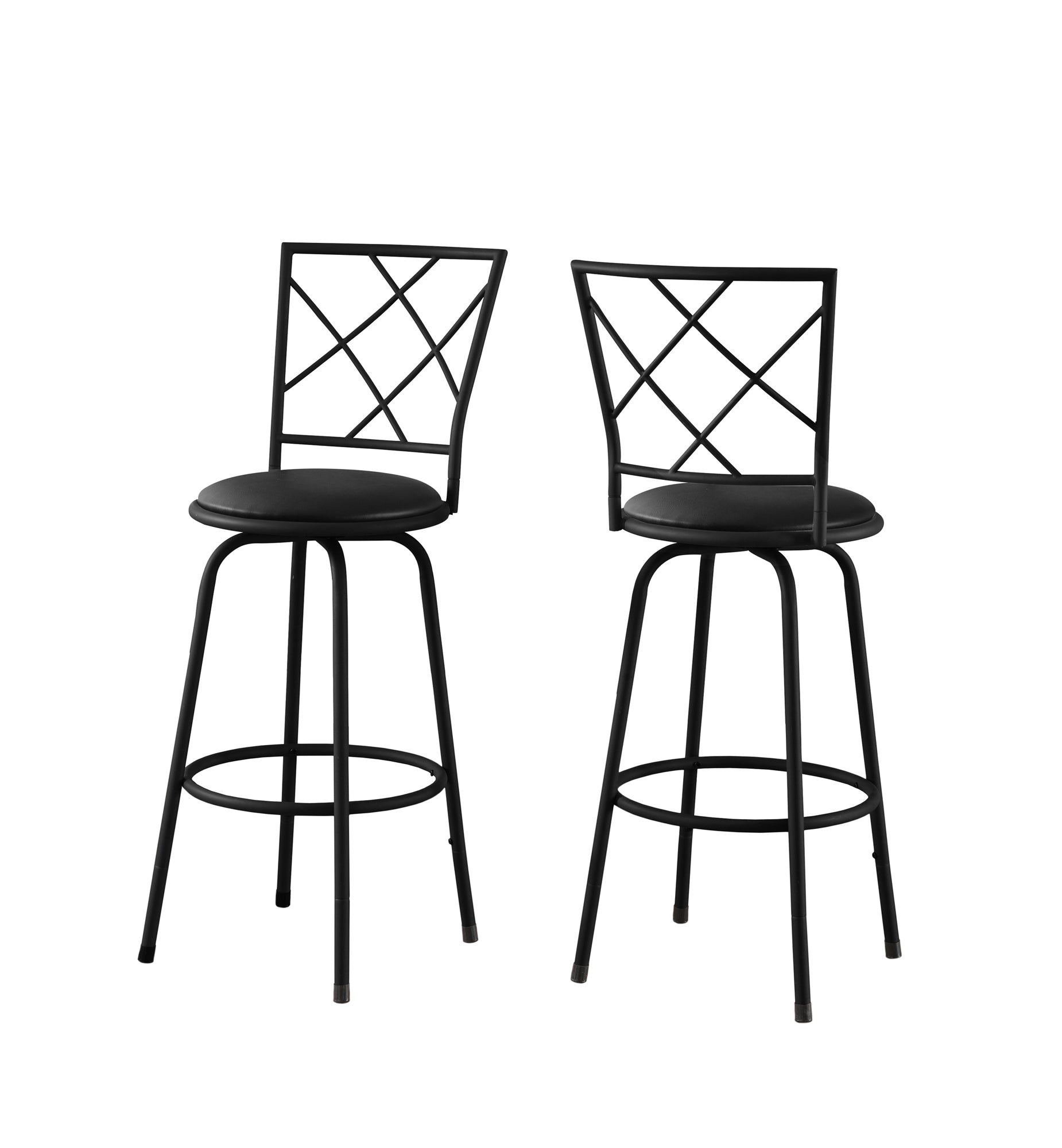 Set Of Two 88" Black Metal Bar Chairs With Footrest