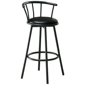 74" Black Metal Low Back Bar Chair With Footrest