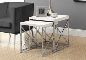 41" Silver And Deep Taupe Nested Tables