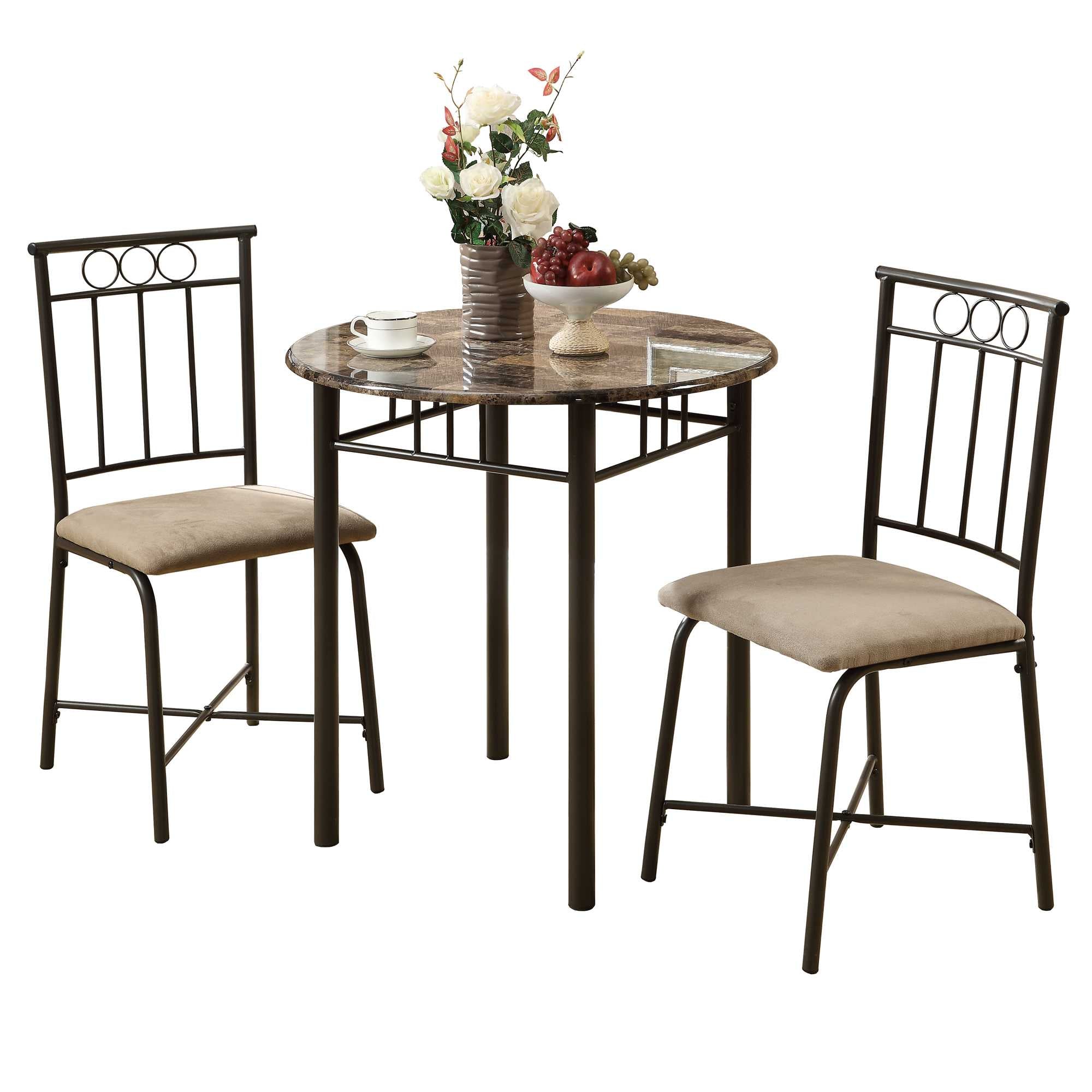 64" X 64" X 101" Cappuccino  Beige  Brown  Metal  Foam  Microfiber  3Pcs Dining Set