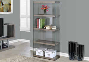 59" White Glass Four Tier Etagere Bookcase