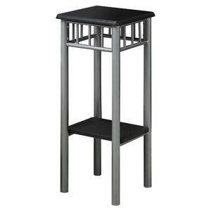 28" Silver And Black End Table With Shelf