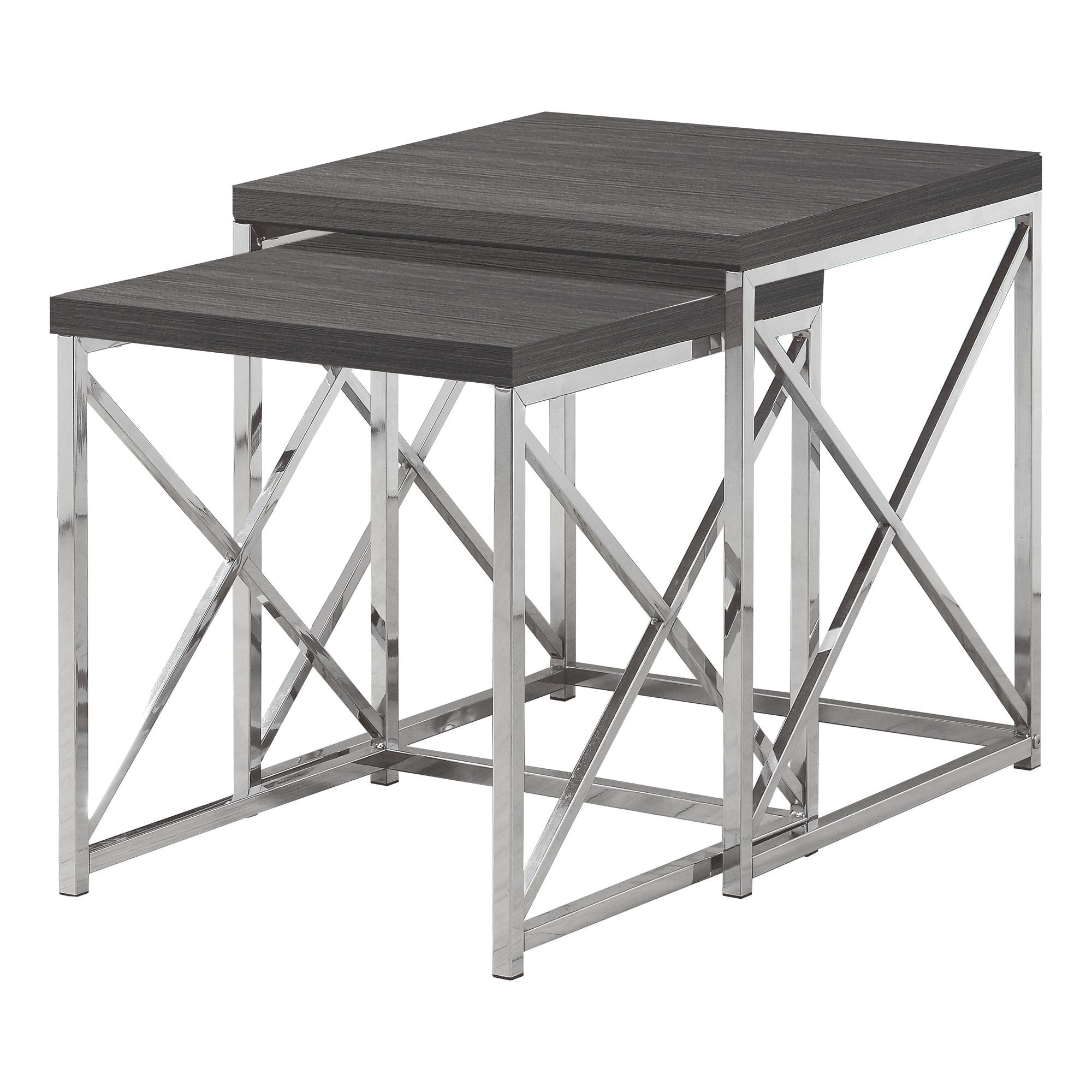 41" Silver And Deep Taupe Nested Tables