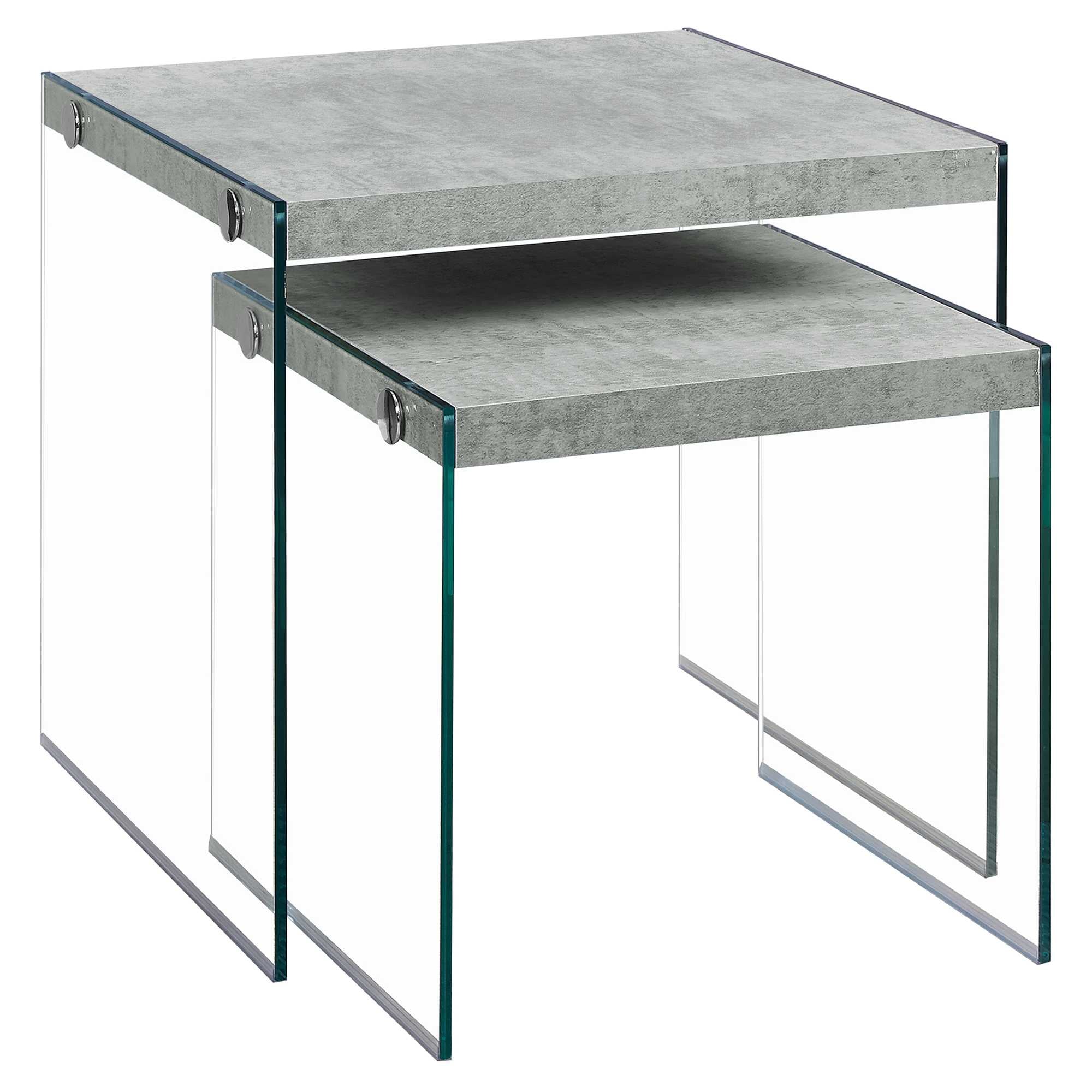 36" Clear And Gray Nested Tables