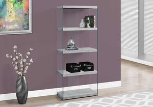 59" White Glass Four Tier Etagere Bookcase