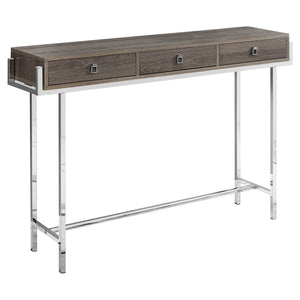 12" X 48" X 31.75" Dark Taupe Particle Board Metal  Accent Table