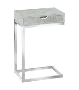 10.25" X 15.75" X 24.5" Grey Finish And Laminated Metal Accent Table