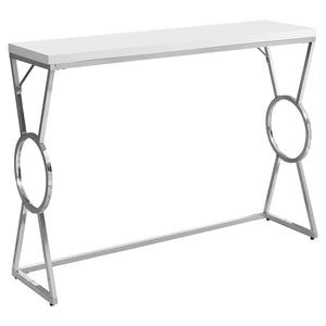 12" X 42.25" X 30.5" White Metal Accent Table